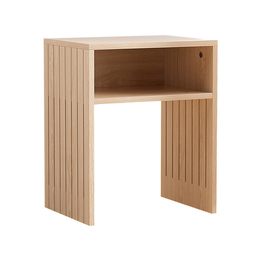 Elegant Pine Fluted Coffee Table with Storage Shelf by Artiss