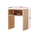 Elegant Pine Fluted Coffee Table with Storage Shelf by Artiss - Front View