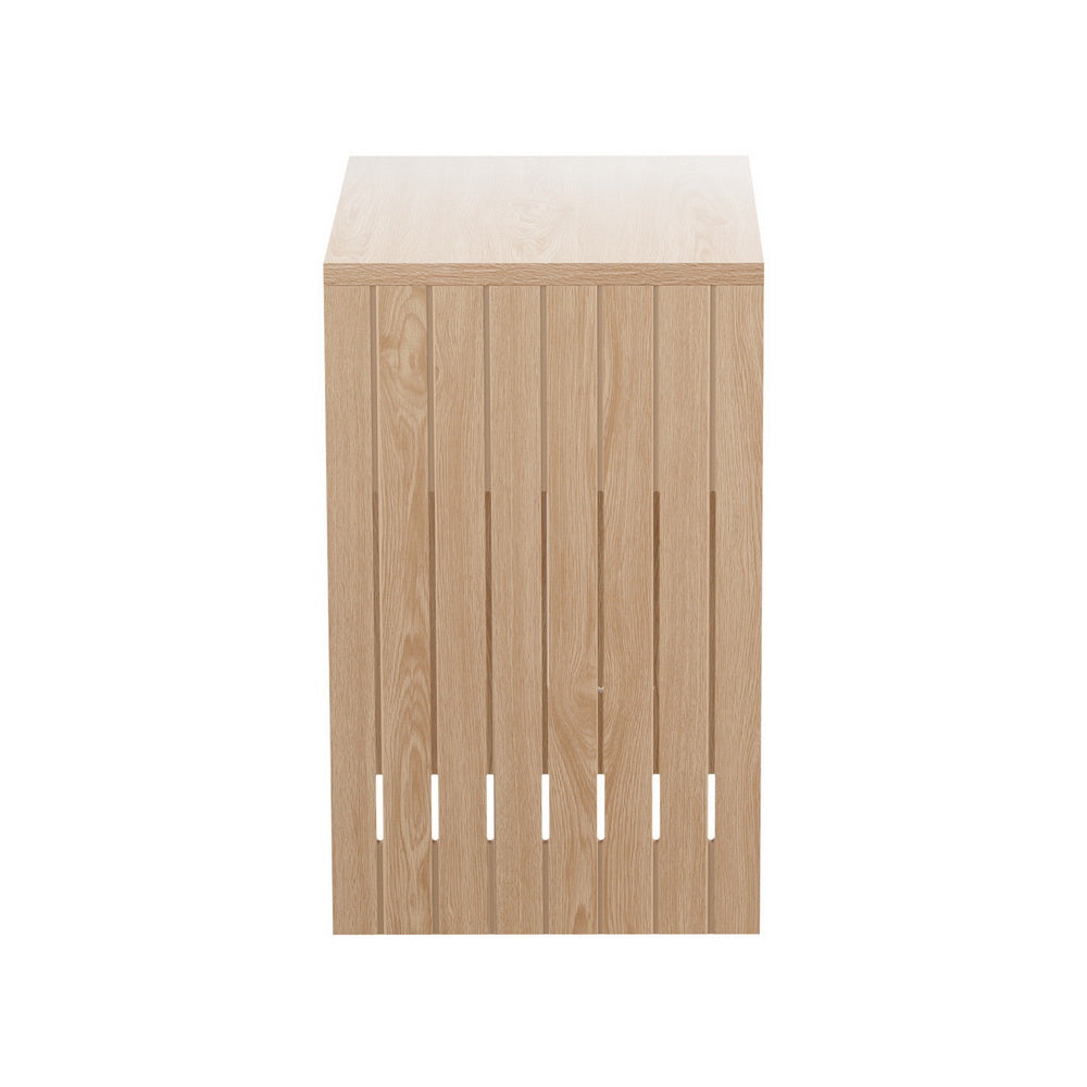 Elegant Pine Fluted Coffee Table with Storage Shelf by Artiss