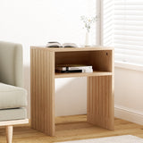 Elegant Pine Fluted Coffee Table with Storage Shelf by Artiss - 45-Degree Angle