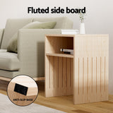 Elegant Pine Fluted Coffee Table with Storage Shelf by Artiss - Rear View