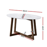 Artiss Coffee Table Oval Marble Effect - Front View