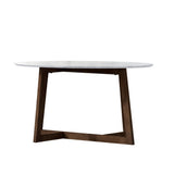 Artiss Coffee Table Oval Marble Effect - Side View