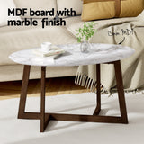 Artiss Coffee Table Oval Marble Effect - Top-Down View
