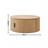 Artiss Round Coffee Table Storage Fluted Center Table Living Room Office 80cm Wood - Side View