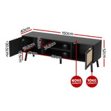 Artiss TV Unit 150cm Storage Cabinet Black - Top-Down View