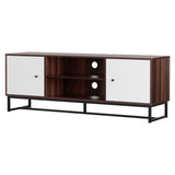 Artiss TV Unit 150cm Storage Shelves Walnut White - Front View