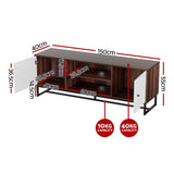 Artiss TV Unit 150cm Storage Shelves Walnut White - Top-Down View