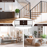 Artiss TV Unit 150cm Storage Shelves Walnut White - Rear View