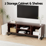 Artiss TV Unit 150cm Storage Shelves Walnut White - Close-Up Angle