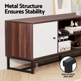 Artiss TV Unit 150cm Storage Shelves Walnut White - Low Angle