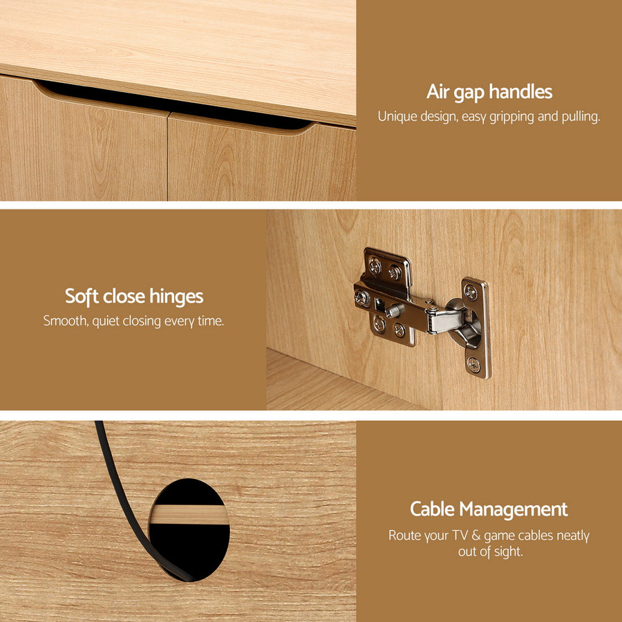 Artiss TV Unit Entertainment Unit Storage Cabinet 180cm Pine