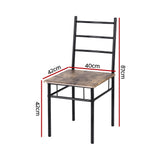 Artiss Dining Table and Chairs Set 5PCS Industrial Wooden Metal Desk Walnut - Front View