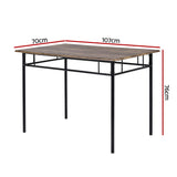 Artiss Dining Table and Chairs Set 5PCS Industrial Wooden Metal Desk Walnut - Side View