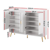 Artiss Shoe Rack Cabinet 5 Tiers 30 Pairs White - Top-Down View