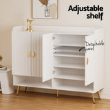 Artiss Shoe Rack Cabinet 5 Tiers 30 Pairs White - Rear View
