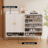 Artiss Shoe Rack Cabinet 5 Tiers 30 Pairs White - Close-Up Angle