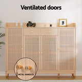 Artiss Shoe Rack Cabinet with Shelves 26 Pairs Pine - Rear View