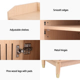 Artiss Shoe Rack Cabinet with Shelves 26 Pairs Pine - Low Angle