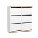 Artiss Shoe Rack Cabinet 3-Tier 45 Pairs White - Side View