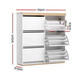 Artiss Shoe Rack Cabinet 3-Tier 45 Pairs White - Top-Down View