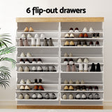 Artiss Shoe Rack Cabinet 3-Tier 45 Pairs White - Rear View