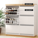 Artiss Shoe Rack Cabinet 3-Tier 45 Pairs White - Close-Up Angle