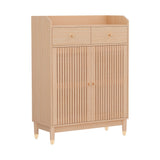 Artiss Shoe Rack Cabinet 4-Tier 16 Pairs Pine - Side View