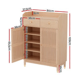 Artiss Shoe Rack Cabinet 4-Tier 16 Pairs Pine - Top-Down View
