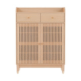 Artiss Shoe Rack Cabinet 4-Tier 16 Pairs Pine - 45-Degree Angle