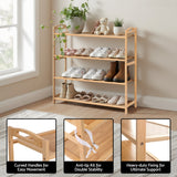 Artiss 4 Tier Shoe Rack Bamboo Storage Organiser Pine - Close-Up Angle