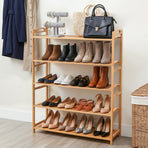 Artiss 5 Tier Shoe Rack Bamboo Storage Organiser Pine