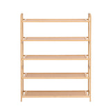 Artiss 5 Tier Shoe Rack Bamboo Storage Organiser Pine - Top-Down View