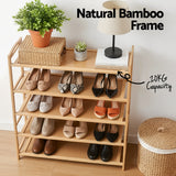 Artiss 5 Tier Shoe Rack Bamboo Storage Organiser Pine - Rear View