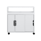 Artiss Bathroom Storage Cabinet Toilet Caddy Shelf 3 Doors With Wheels White - Side View