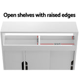 Artiss Bathroom Storage Cabinet Toilet Caddy Shelf 3 Doors With Wheels White - Rear View