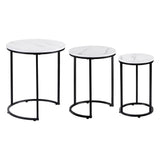 Artiss Nesting Coffee Table Set of 3 Round Stackable Side End Tables Marble Finish White - 45-Degree Angle