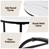 Artiss Nesting Coffee Table Set of 3 Round Stackable Side End Tables Marble Finish White