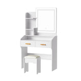 Artiss Dressing Table Set Stool Led White Doria - Side View
