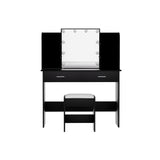 Artiss Dressing Table Set Stool 10 Led Bulbs Black Dulcea - 45-Degree Angle