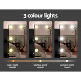 Artiss Dressing Table Set Stool 10 Led Bulbs Black Dulcea - Rear View