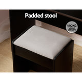 Artiss Dressing Table Set Stool 10 Led Bulbs Black Dulcea - Low Angle