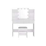 Artiss Dressing Table Set Stool 10 Led Bulbs White Dulcea, image 3