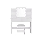 Artiss Dressing Table Set Stool 10 Led Bulbs White Dulcea - Side View