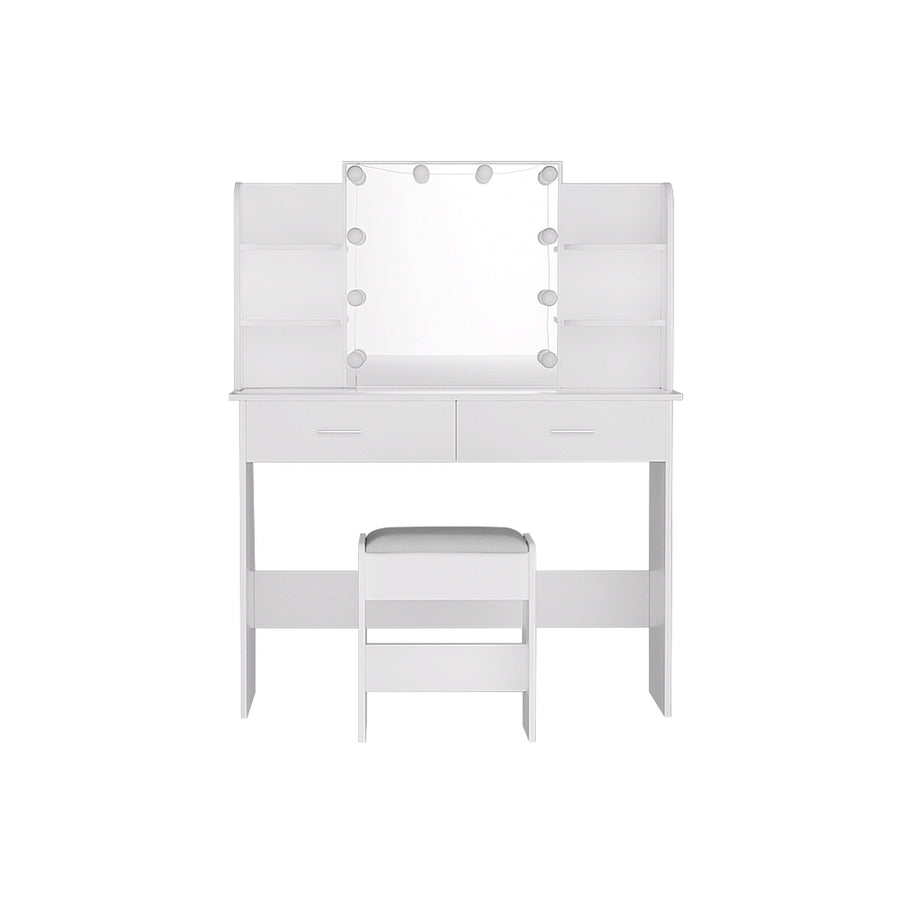 Artiss Dressing Table Set Stool 10 Led Bulbs White Dulcea, image 3