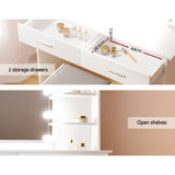Artiss Dressing Table Set Stool 10 Led Bulbs White Dulcea - 45-Degree Angle