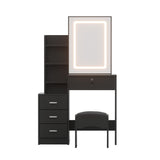 Artiss Dressing Table Vanity Desk Set Stool Led Black - Top-Down View