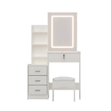 Artiss Dressing Table Vanity Desk Set Stool Led White - Top-Down View