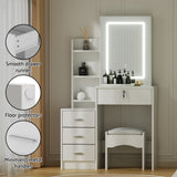 Artiss Dressing Table Vanity Desk Set Stool Led White - Close-Up Angle