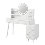 Artiss Dressing Table Vanity Desk LED Charging Station White - Top-Down View